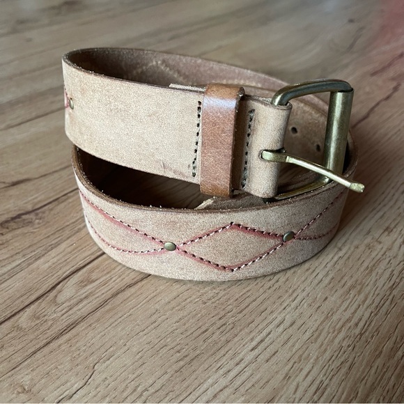 Linea Pelle Tan and Brown Leather Belt - Picture 1 of 10